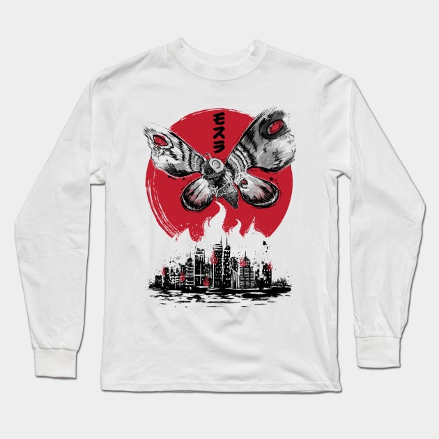 Giant Moth Attack Long Sleeve T-Shirt by DrMonekers